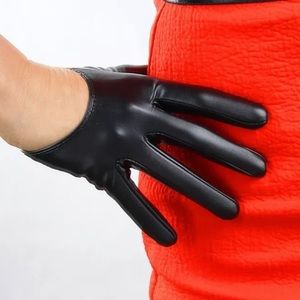 Faux leather vegan fetish gloves finger lingerie